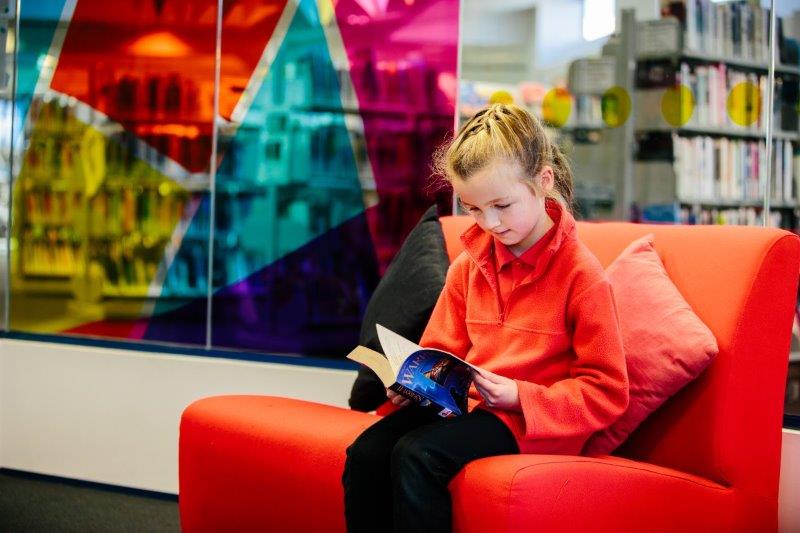 Child reading chapter book