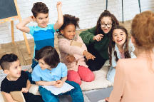 Children playing quiz game